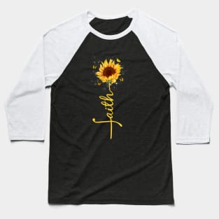 Vintage Faith Cross Sunflower Butterfly Flowers Christians Baseball T-Shirt